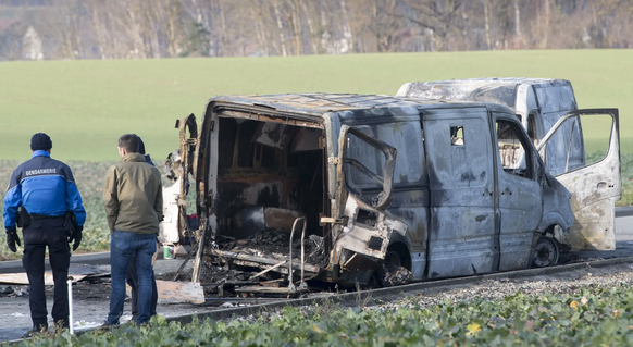 Scène de crime dans le canton de Vaud: en décembre 2019, un camion de transport de fonds a été attaqué, braqué et incendié à Daillens.
