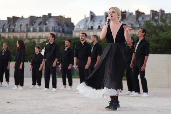 PARIS, FRANCE - AUGUST 11: Zaho de Sagazan preforms during the Closing Ceremony of the Olympic Games Paris 2024 at Stade de France on August 11, 2024 in Paris, France. (Photo by Richard Pelham/Getty I ...