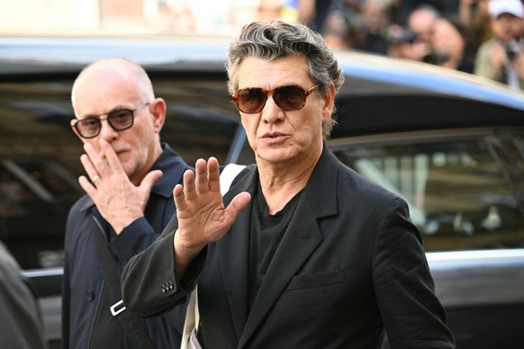French singer and actor Marc Lavoine arrives for the funeral of French TV host Thierry Ardisson at Saint-Roch Church in Paris on July 17, 2025. Host and producer Thierry Ardisson, the French TV star n ...