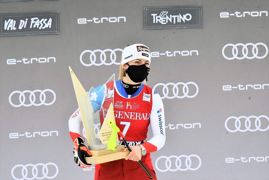 February 27, 2021, Val di Fassa, Italy: Val di Fassa, Italy, La Volata, February 27, 2021, Lara Gut-Behrami 7 SUI. during 2021 AUDI FIS Ski World Cup Val di Fassa - Downhill Women - alpine ski race al ...