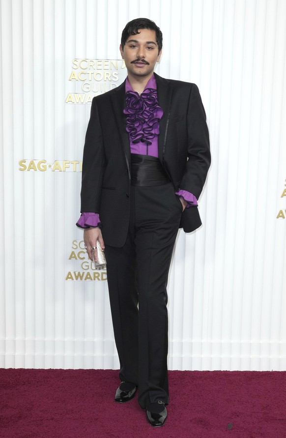 Mark Indelicato arrives at the 29th annual Screen Actors Guild Awards on Sunday, Feb. 26, 2023, at the Fairmont Century Plaza in Los Angeles. (Photo by Jordan Strauss/Invision/AP)