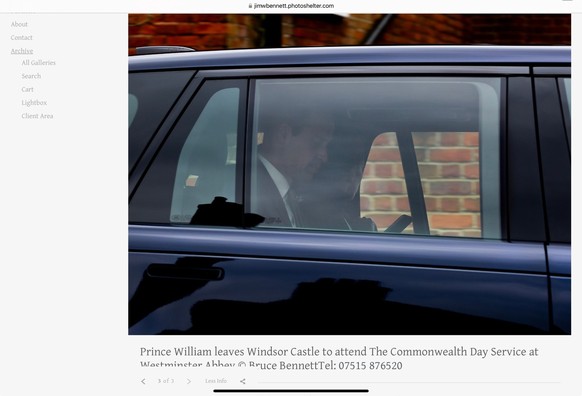 Le couple princier dans une voiture, lundi 11 mars, dans la banlieue de Londres.