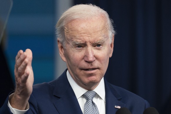 President Joe Biden speaks in in the South Court Auditorium on the White House complex in Washington, Tuesday, May 10, 2022. Biden wants to put a spotlight on the spike in food prices from Russia���s  ...