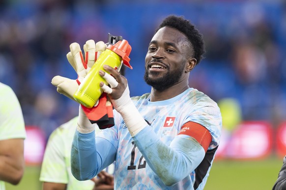 epa12862250 Switzerland's goalkeeper Yvon Mvogo after a friendly soccer match between Norway and Switzerland at the Ullevaal Stadium in Oslo, Norway, 31 March 2026. EPA/CYRIL ZINGARO