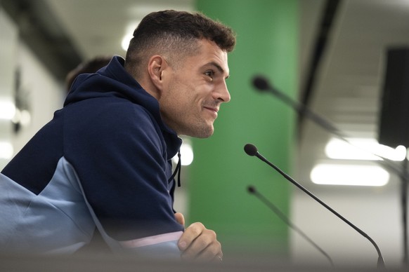 Arsenal&#039;s Granit Xhaka during a press conference one day prior to the UEFA European League Group a soccer game between Switzerland&#039;s FC Zuerich and England&#039;s Arsenal, Tuesday, September ...
