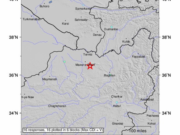 Le séisme de magnitude 6,3 s&#039;est produit à Kholm dans la province de Samangan, près de la ville de Mazar-e-Sharif.
