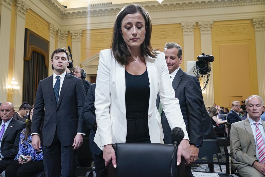 Cassidy Hutchinson, former aide to Trump White House chief of staff Mark Meadows, concludes her testimony as the House select committee investigating the Jan. 6 attack on the U.S. Capitol continues to ...