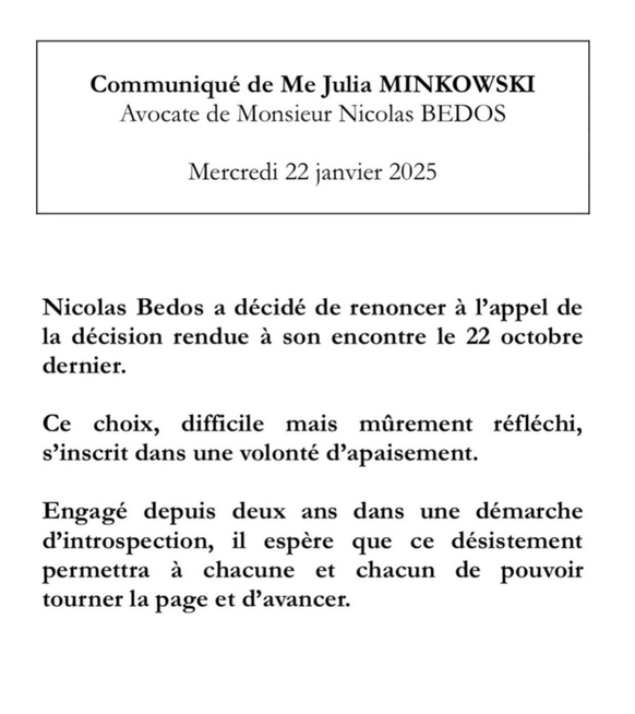 Nicolas Bedos a publié un communiqué sur son compte Instagram.