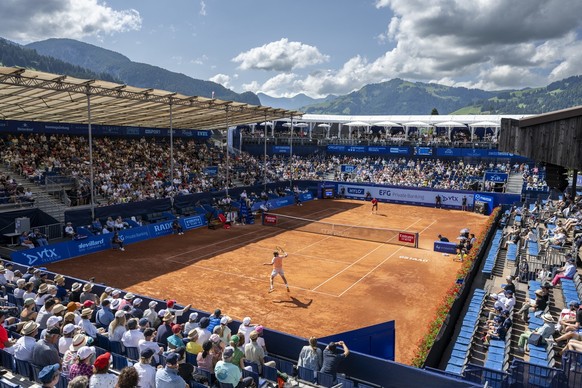 Gnereal view at the Roy Emerson Arena during the Swiss Open tennis tournament in Gstaad, Switzerland, on Wednesday, July 17, 2024. (KEYSTONE/Peter Schneider)