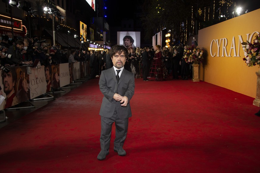 Peter Dinklage poses for photographers at the UK premiere of the film &#039;Cyrano&#039; in London Tuesday, Dec. 7, 2021. (Photo by Joel C Ryan/Invision/AP)
Peter Dinklage