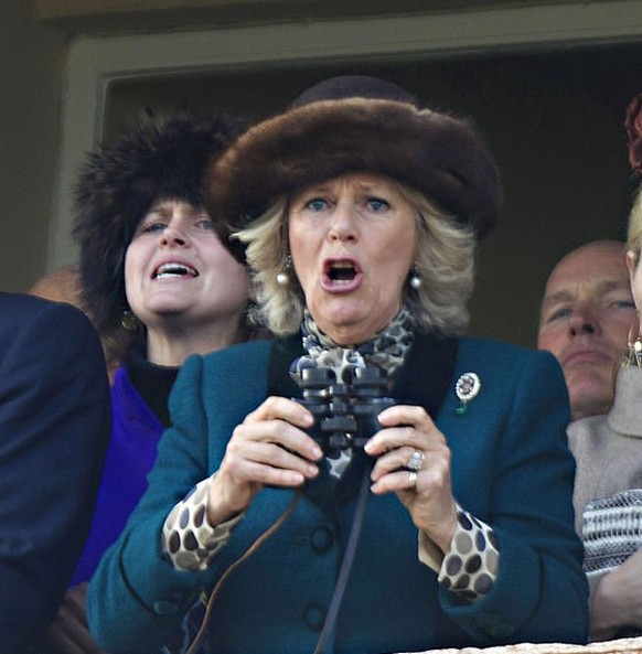 ASCOT, UNITED KINGDOM - JUNE 24: (EMBARGOED FOR PUBLICATION IN UK NEWSPAPERS UNTIL 24 HOURS AFTER CREATE DATE AND TIME) Queen Camilla, King Charles III and Lady Gabriella Windsor watch, from the Royal ...