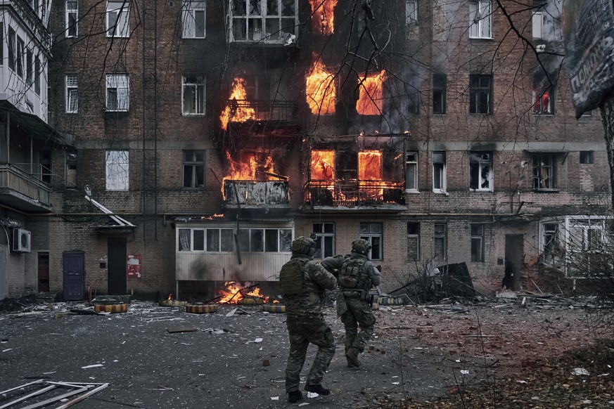 Bakhmout en décembre 2022. L'artillerie russe a complètement détruit la ville.
