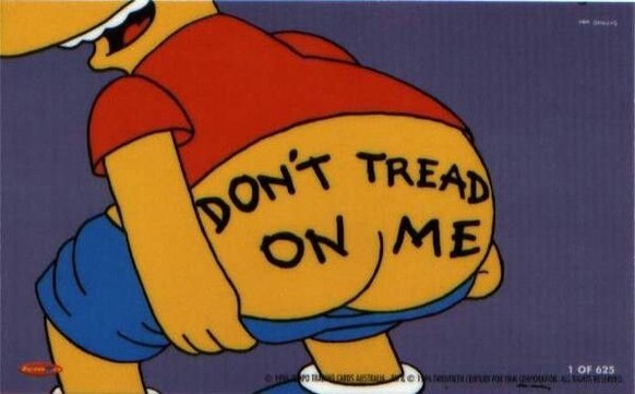 Dans le seizième épisode de la sixième saison, Bart est inculpé pour fraude en Australie. Alors qu'il s'apprête à recevoir un coup de pied du premier ministre, il baisse son pantalon et dévoile... cla ...