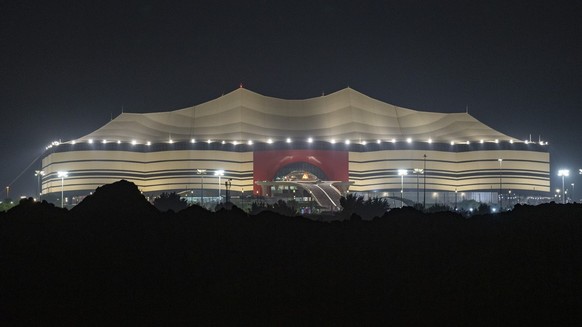 A general view of the Al Bayt Stadium in Al Khor, Qatar, Monday, Dec. 6, 2021. Al Bayt stadium is one of the stadiums which will host the World Cup. (AP Photo/Darko Bandic)