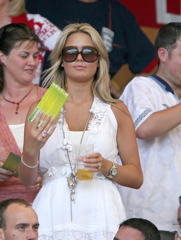 England squad s wives in Stuttgart Abigail Clancy l girlfriend of Peter Crouch and Alex Curran, girlfriend of Steven Gerrard attend the English vs Ecuador match as part of the 2006 Worl Cup, in Stuttg ...