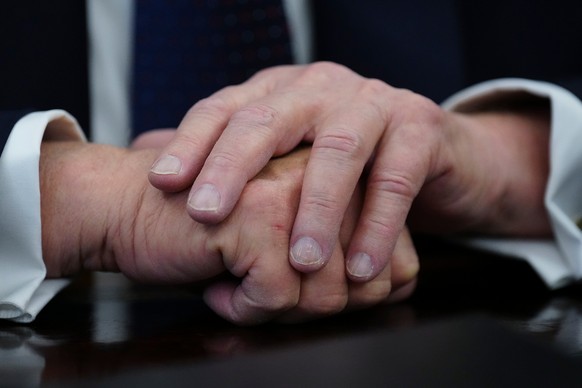 President Donald Trump places his hands together as he speaks before signing a proclamation in the Oval Office at the White House, Tuesday, May 5, 2026, in Washington. (AP Photo/Jacquelyn Martin)
Dona ...