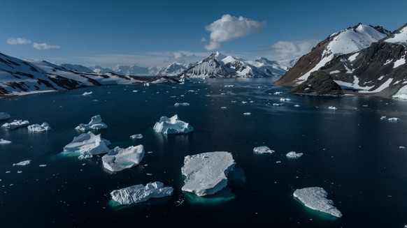 ANTARCTICA - FEBRUARY 15: Melting icebergs are seen on Horseshoe Island as Turkish scientists conduct fieldwork on Horseshoe Island within 7th National Antarctic Science Expedition under the coordinat ...