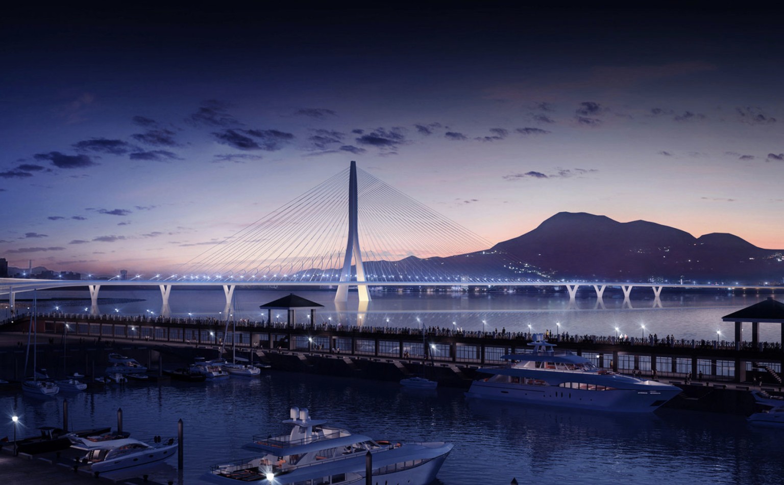 Avec une longueur totale de 920 mètres, le pont de Danjiang sera le plus long pont à haubans du monde.