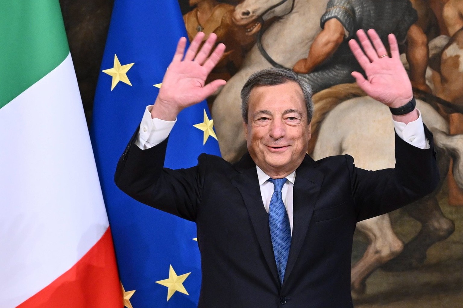 Mario Draghi lors de la cérémonie de passation des pouvoirs, en octobre 2022