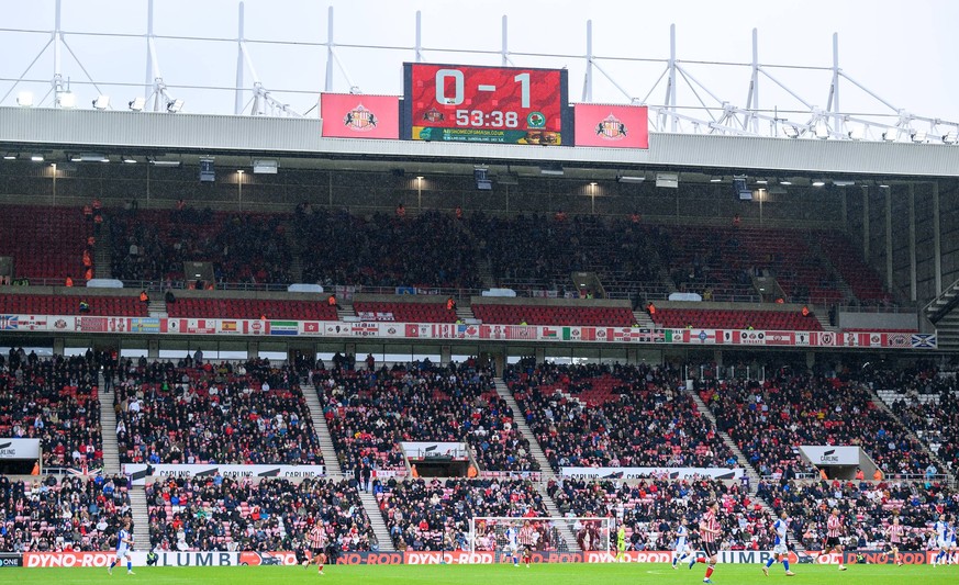 Sunderland v Blackburn Rovers EFL Sky Bet Championship 21/04/2025. The Blackburn fans during the EFL Sky Bet Championship match between Sunderland and Blackburn Rovers at the Stadium Of Light, Sunderl ...