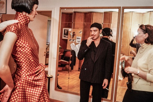 British fashion designer John Galliano and Fran Cutler at the Royal Albert Hall for Joaquín Cortés' 'Gipsy Passion' show, London, 13th April 1997. (Photo by Dave Benett/Getty Images)