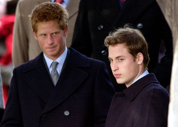 SANDRINGHAM, UNITED KINGDOM - DECEMBER 25: Royals Gather For A Family Christmas At Sandringham And Attend A Church Service - Brothers Prince William And Suntanned Prince Harry (Photo by Tim Graham Pho ...