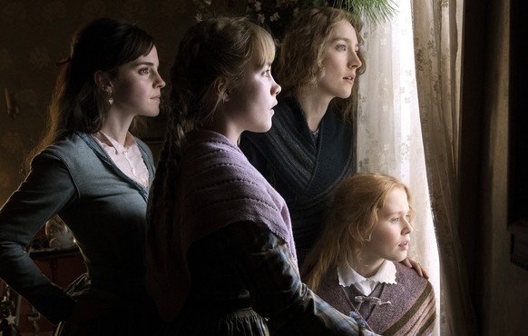 This image released by Sony Pictures shows, Emma Watson, from left, Florence Pugh, Saoirse Ronan and Eliza Scanlen in a scene from &amp;quot;Little Women.&amp;quot; (Wilson Webb/Sony Pictures via AP)