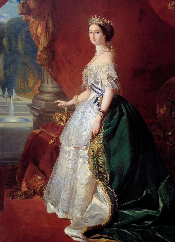 L'impératrice Eugénie de Montijo (1826-1920), elle, préférait les couronnes aux bonnets à pompon.