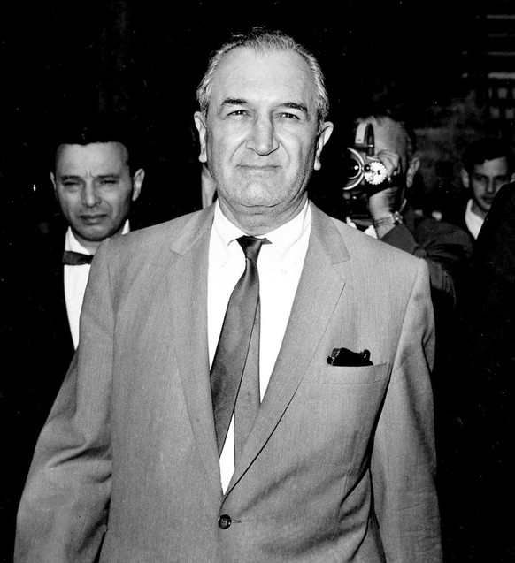 Cosa Nostra chief Joseph &quot;Joe Bananas&quot; Bonanno leaves the U.S. courthouse after being freed on bail in New York in this May 17, 1966, file photo. Bonanno, the notorious gangster who ran one  ...