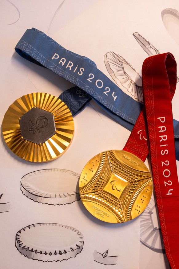 In this image released on February 8, Olympic and Paralympic games medals are unveiled at Chaumet on February 02, 2024 in Paris, France. Paris will host the Summer Olympics from July 26 till August 11 ...