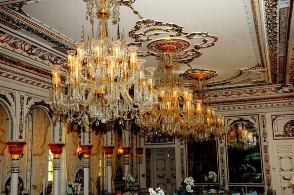 View of chandeliers in a ballroom at the Mar-a-Lago estate, Palm Beach, Florida, February 13, 2017. (Photo by Davidoff Studios/Getty Images)