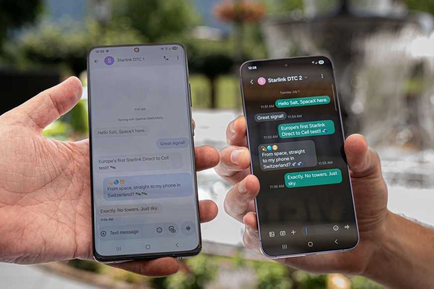 Une première européenne: mardi à Interlaken, des ingénieurs de Salt ont envoyé des SMS par satellite dans les deux sens le 1er juillet 2025.