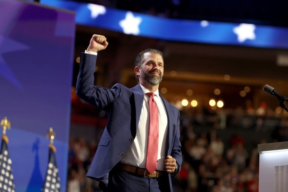 MILWAUKEE, WI JULY 17, 2024 -- Donald Trump Jr. during the Republican National Convention on Wednesday, July 17, 2024. (Jason Almond / Los Angeles Times via Getty Images)
