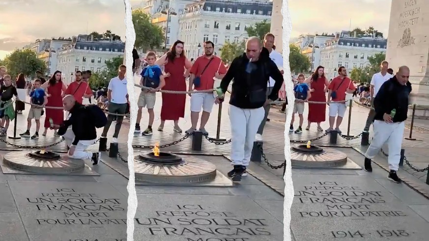 Il allume sa cigarette avec la flamme du Soldat inconnu à Paris