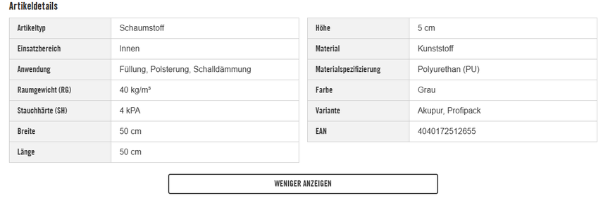 Description mousse acoustique Hornbach