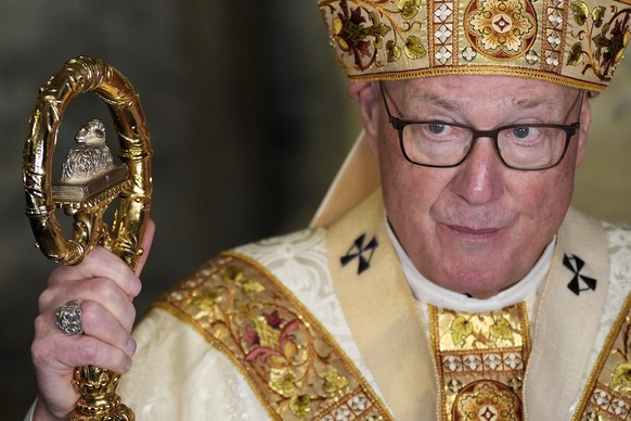 Cardinal Timothy Dolan speaks to reporters following a mass for the late Pope Francis at St. Patrick&#039;s Cathedral, Tuesday, April 22, 2025, in New York. (AP Photo/Julia Demaree Nikhinson)
US Obit  ...