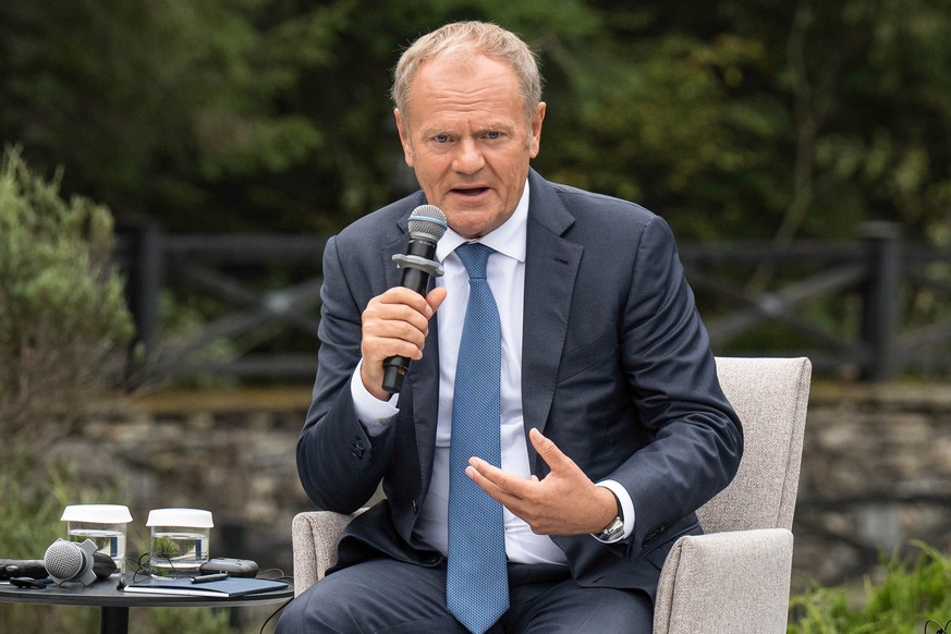 epa13249086 Polish Prime Minister Donald Tusk attends a meeting of the Carpathian Integration Initiative (C8) in the Ivano-Frankivsk region, Ukraine, 18 September 2026. The C8 format aims to foster re ...