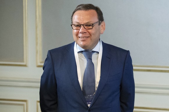 FILE - Russian businessman and co-founder of Alfa-Group Mikhail Fridman attends a conference of the Israel Keren Hayesod foundation in Moscow, Russia, Tuesday, Sept. 17, 2019. Russian businessmen Mikh ...