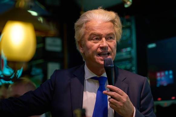Far-right anti islam lawmaker Geert Wilders campaigns in Volendam, Netherlands, Saturday, Oct. 25, 2025. (AP Photo/Peter Dejong)
Geert Wilders