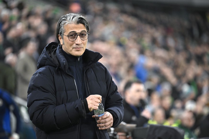 Switzerland head coach Murat Yakin during an international test match between Northern Ireland and Switzerland, at Windsor Park stadium in Belfast, Northern Ireland, on Friday, March 21, 2025. (KEYSTO ...