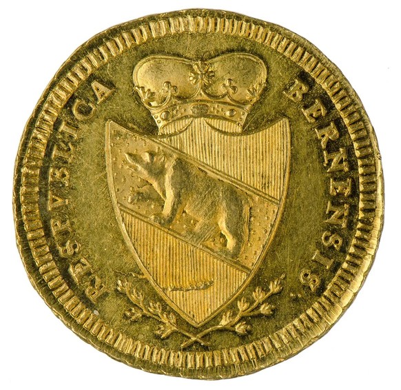 Les chercheurs de trésor espéraient faire fortune rapidement. Doublon d’or bernois datant de 1793.