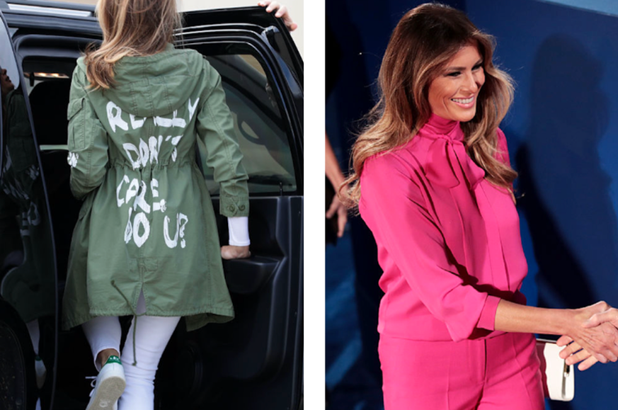 De la veste militaire kaki au chemisier rose Gucci, la symbolique des vêtements de Melania Trump a fait couler des litres d'encres ces dernières années.
