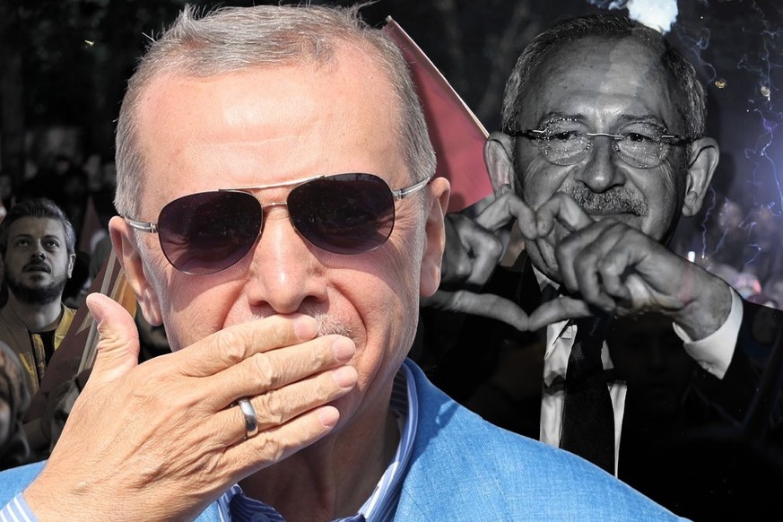 Erdogan (au premier plan) risque de distancer son rival Kilicdaroglu.