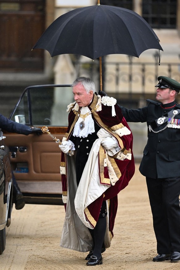 LONDON, ENGLAND - MAY 06: Nicholas Lyons, Lord Mayor of the City of London attends the Coronation of King Charles III and Queen Camilla on May 06, 2023 in London, England. The Coronation of Charles II ...