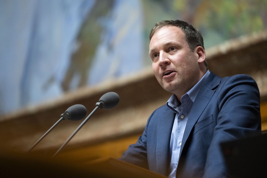 Lukas Reimann, SVP-SG, spricht an der Fruehjahrssession der Eidgenoessischen Raete, am Mittwoch, 4. Maerz 2026 im Nationalrat in Bern. (KEYSTONE/Andreas Becker)