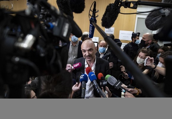 L&#039;avocat de Charlie Hebdo, Richard Malka, après le procès des attentats terroristes de Charlie Hebdo, au Palais de justice de Paris, le 16 décembre 2020.