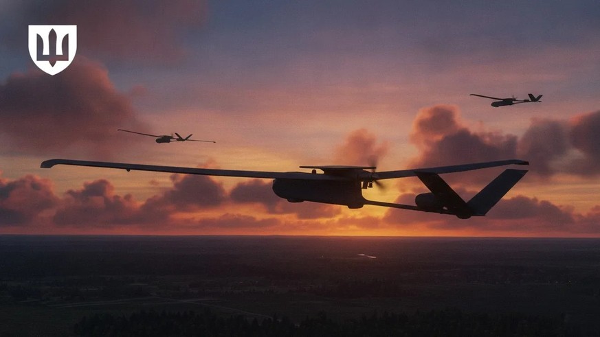 La représentation artistique d'un drone Dovbush T40. Cette image a été publiée par le ministère ukrainien de la défense.