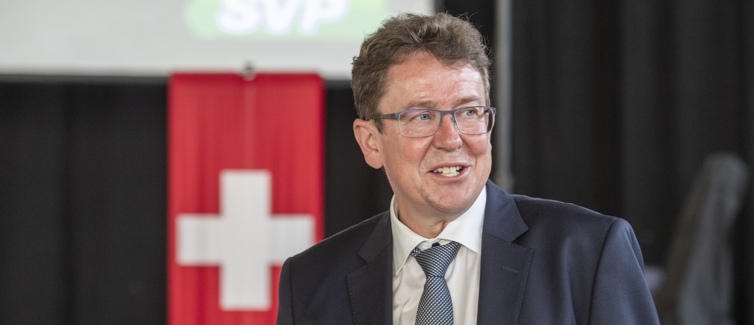 Der Bundesrat, Albert Roesti anlaesslich einer Delegiertenversammlung der SVP vom Samstag, 1. Juli 2023 in Kuessnacht am Rigi. (KEYSTONE/Urs Flueeler).