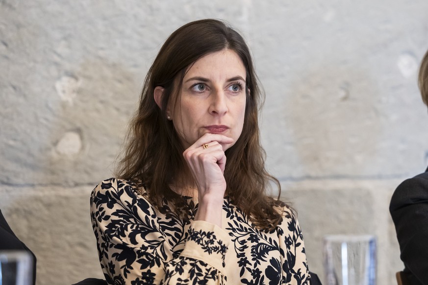 Rebecca Ruiz, conseillere d&#039;Etat vaudoise, lors d&#039;une conference de presse au sujet des mesures prises suite a l&#039;analyse au sein du DFA ce vendredi, 21 mars 2025 a Lausanne. le Conseil  ...