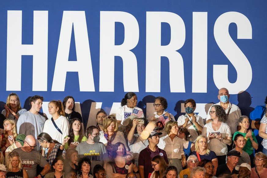 WILKES-BARRE, PENNSYLVANIA, UNITED STATES - 2024/09/13: Thousands of supporters attend the campaign rally of Kamala Harris for President at Wilkes University McHale Athletic Center. (Photo by Lev Radi ...